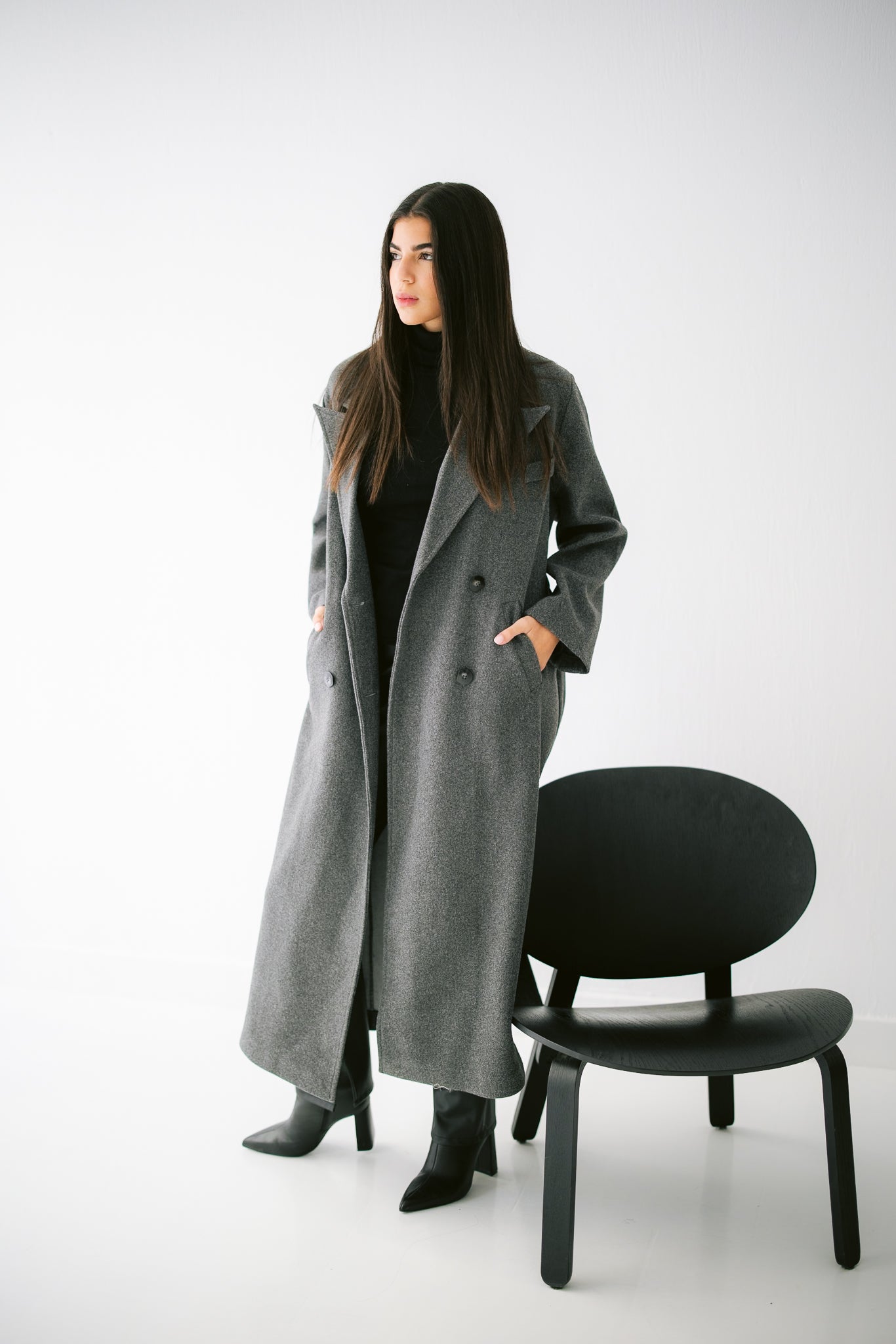 French Long Coat -Dark Gray