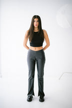 Flared Leather Trousers - Black