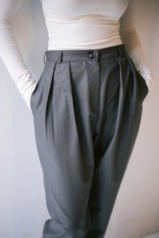 Straight Tailored Trousers - Gray