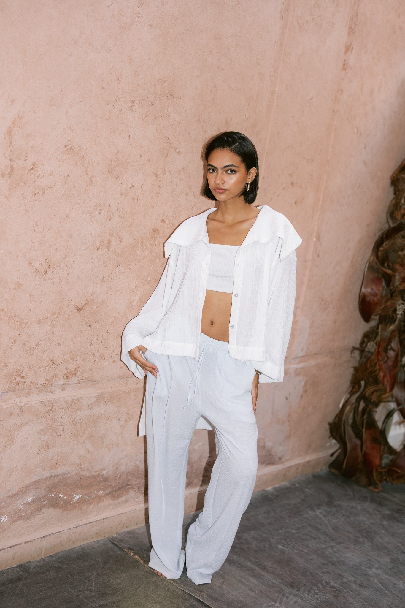 Waffle Knit Shirt - White