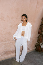 Textured Trousers - Light Blue