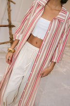 Striped Shirt Dress - Orange