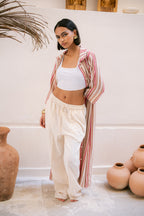 Striped Shirt Dress - Orange