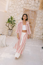 Striped Shirt Dress - Orange