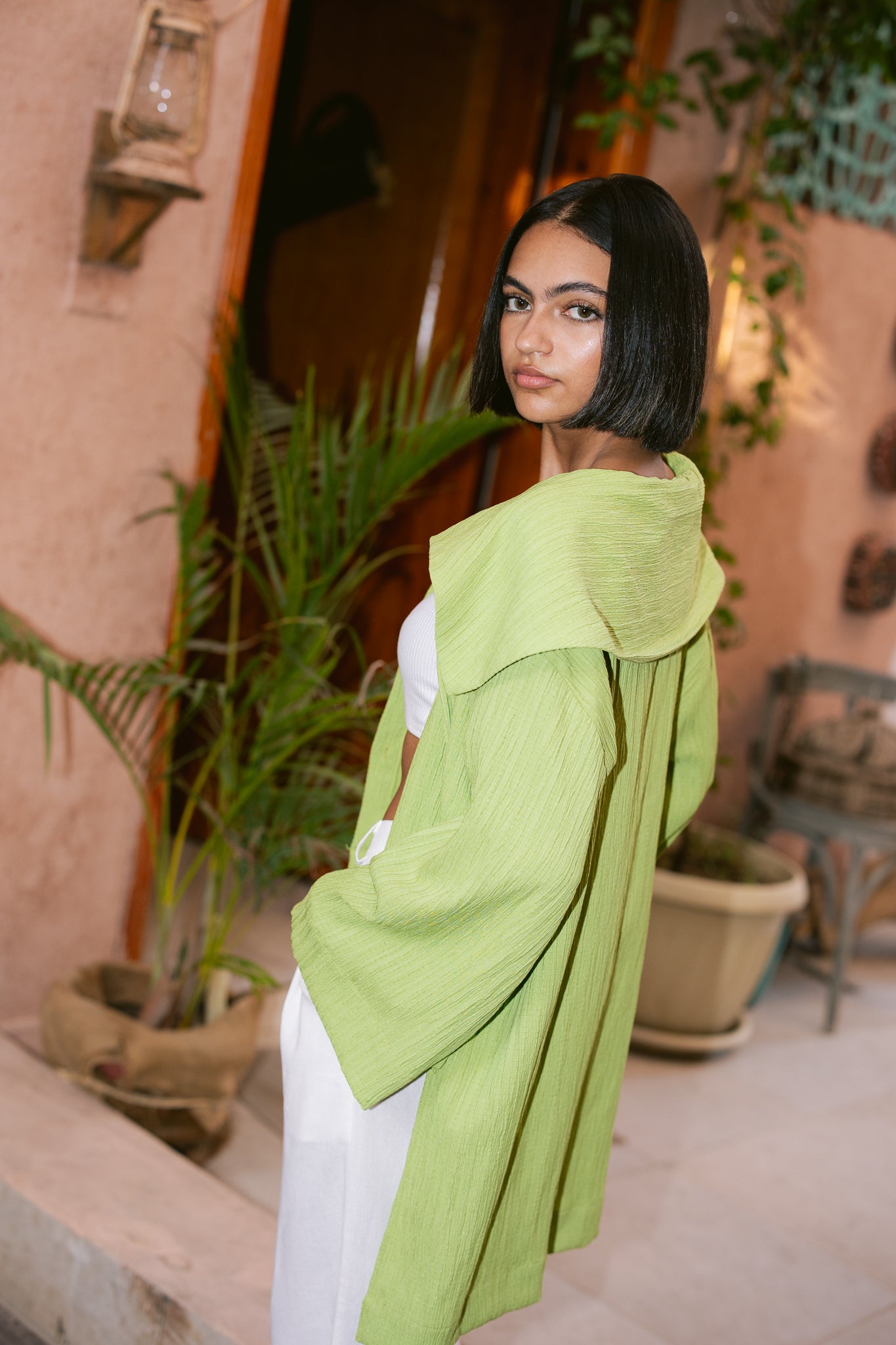 Waffle Knit Shirt - Apple Green