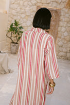 Striped Shirt Dress - Orange