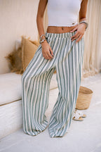 Relaxed Fit Striped Trousers - Green