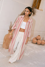 Striped Shirt Dress - Orange