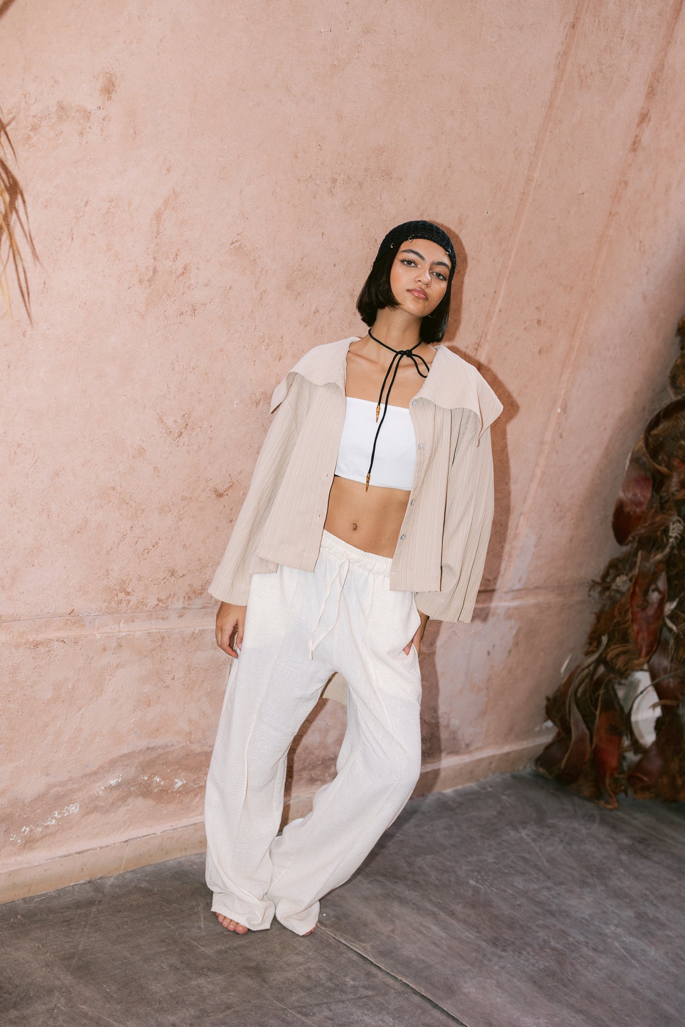 Textured Trousers - Beige