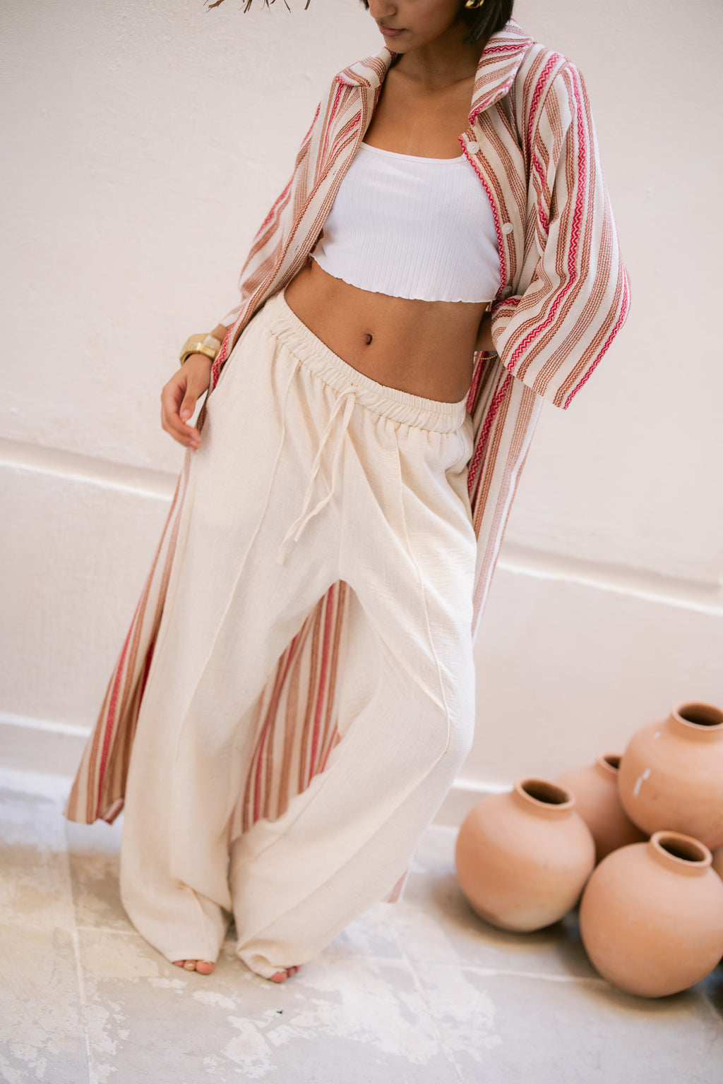 Textured Trousers - Beige