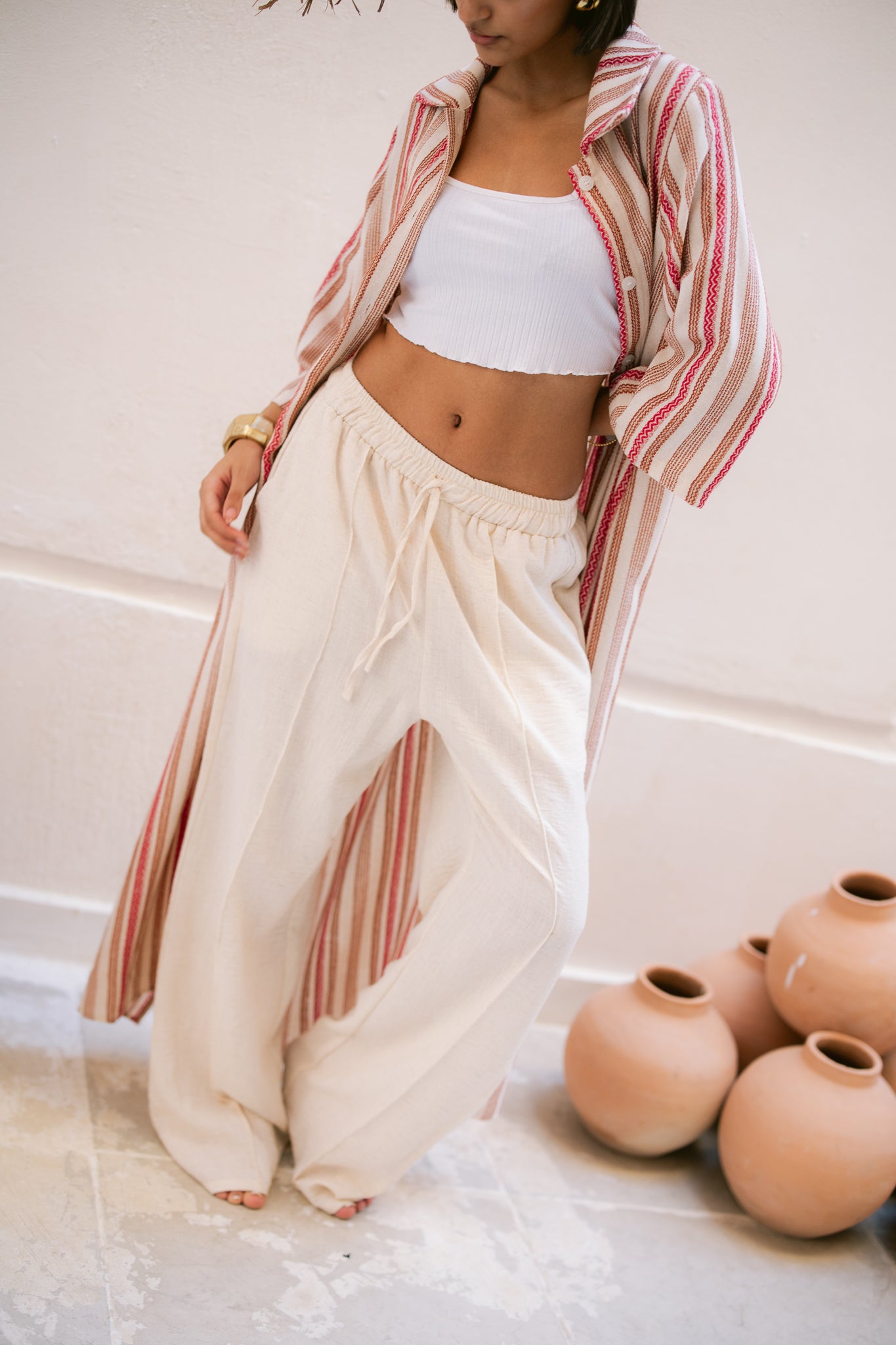 Textured Trousers - Beige