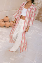 Striped Shirt Dress - Orange