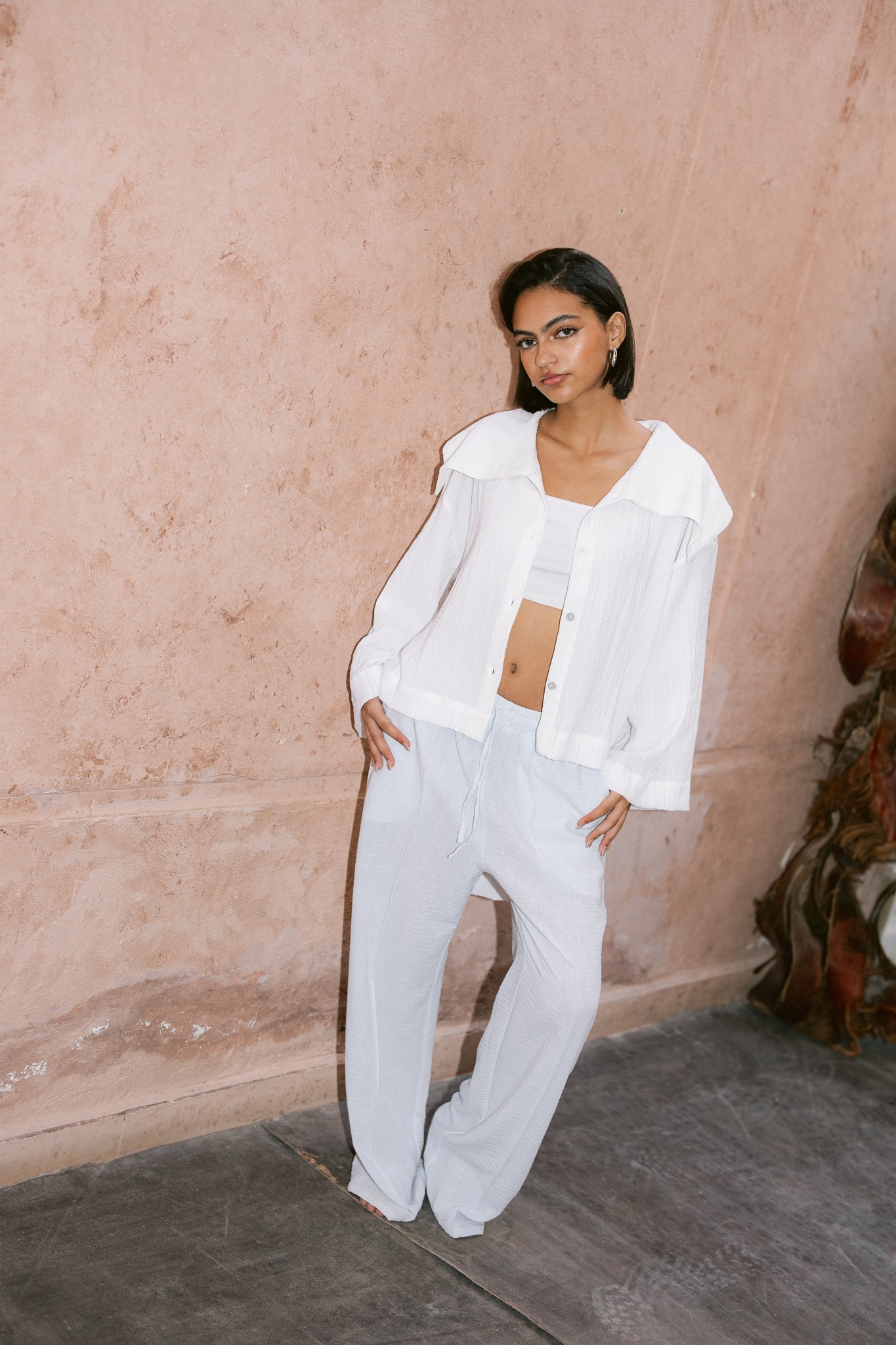 Textured Trousers - Light Blue