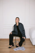 Oversized Suede Blazer - Gray