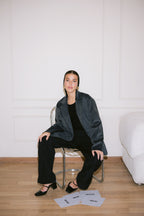 Oversized Suede Blazer - Gray