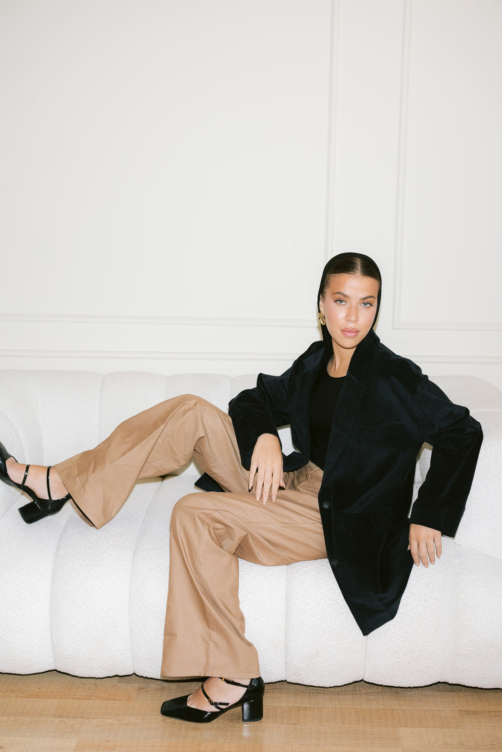 Oversized Suede Blazer - Black