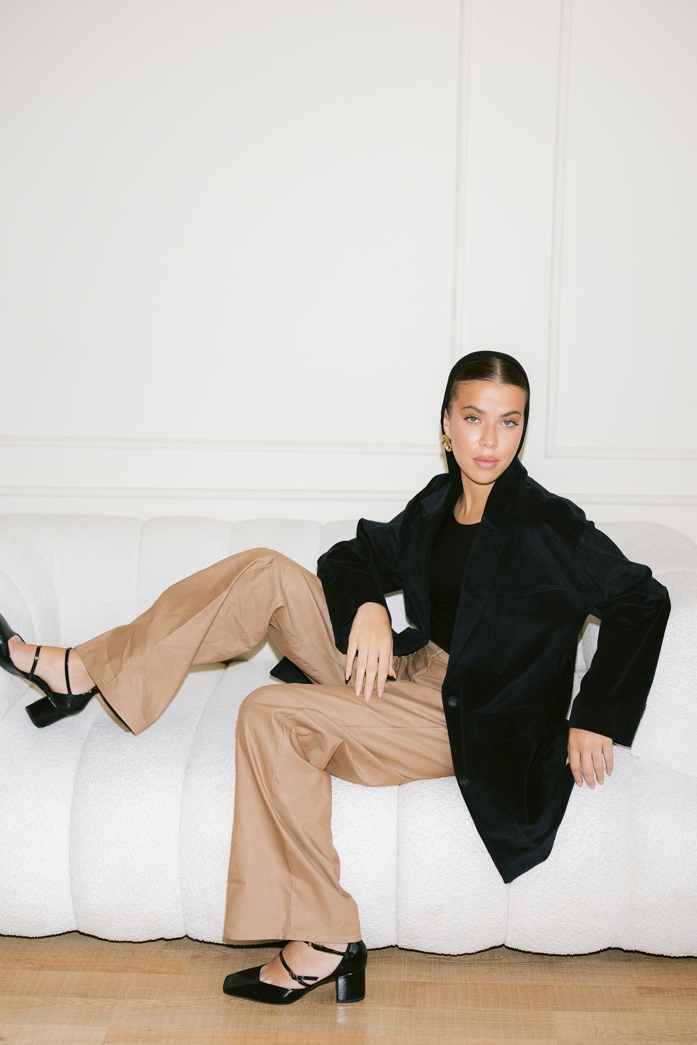 Oversized Suede Blazer - Black