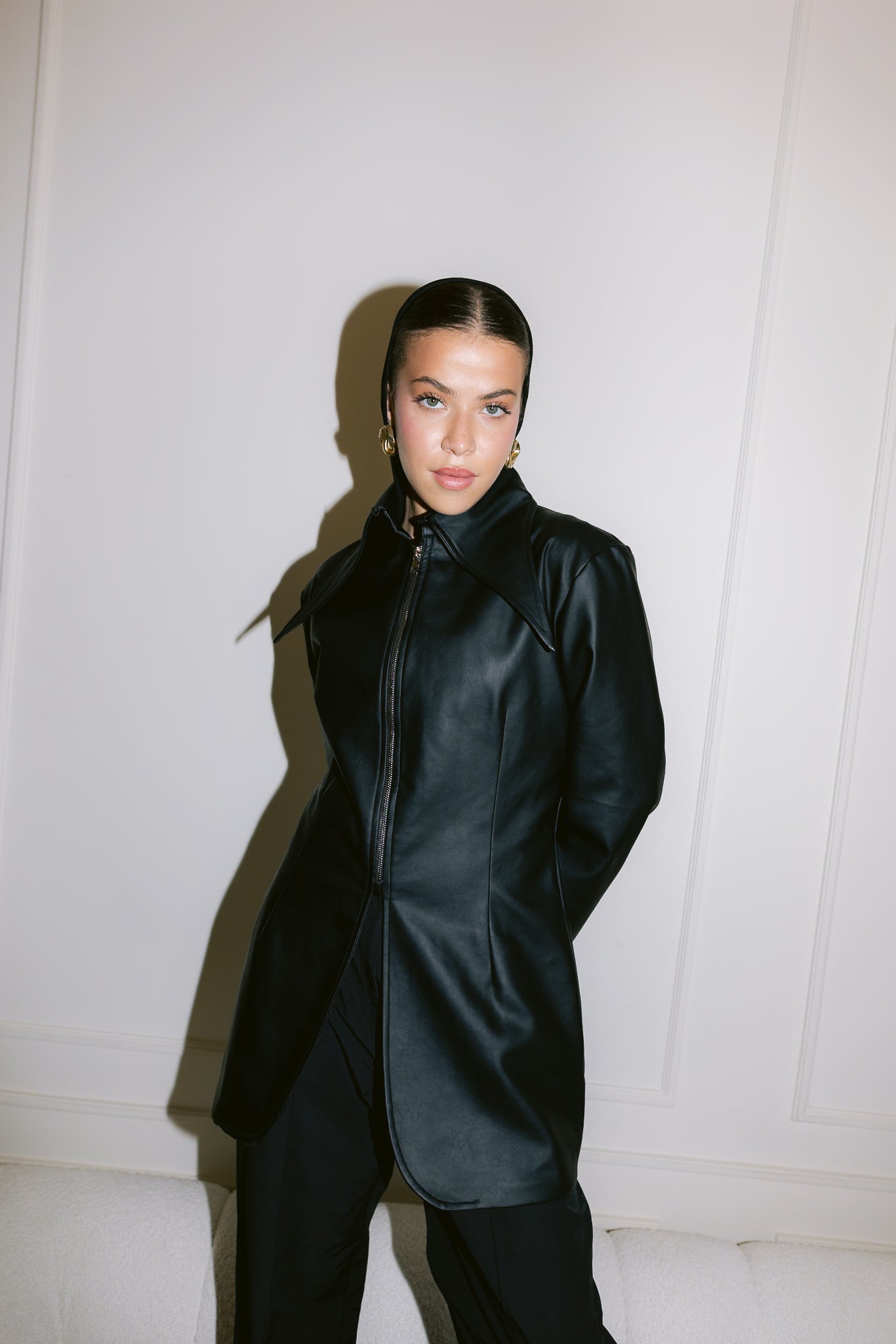 Fitted Leather Jacket - Black