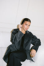 Oversized Suede Blazer - Gray