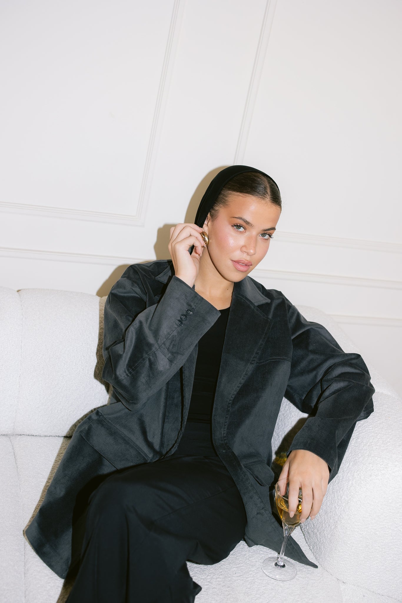 Oversized Suede Blazer - Gray