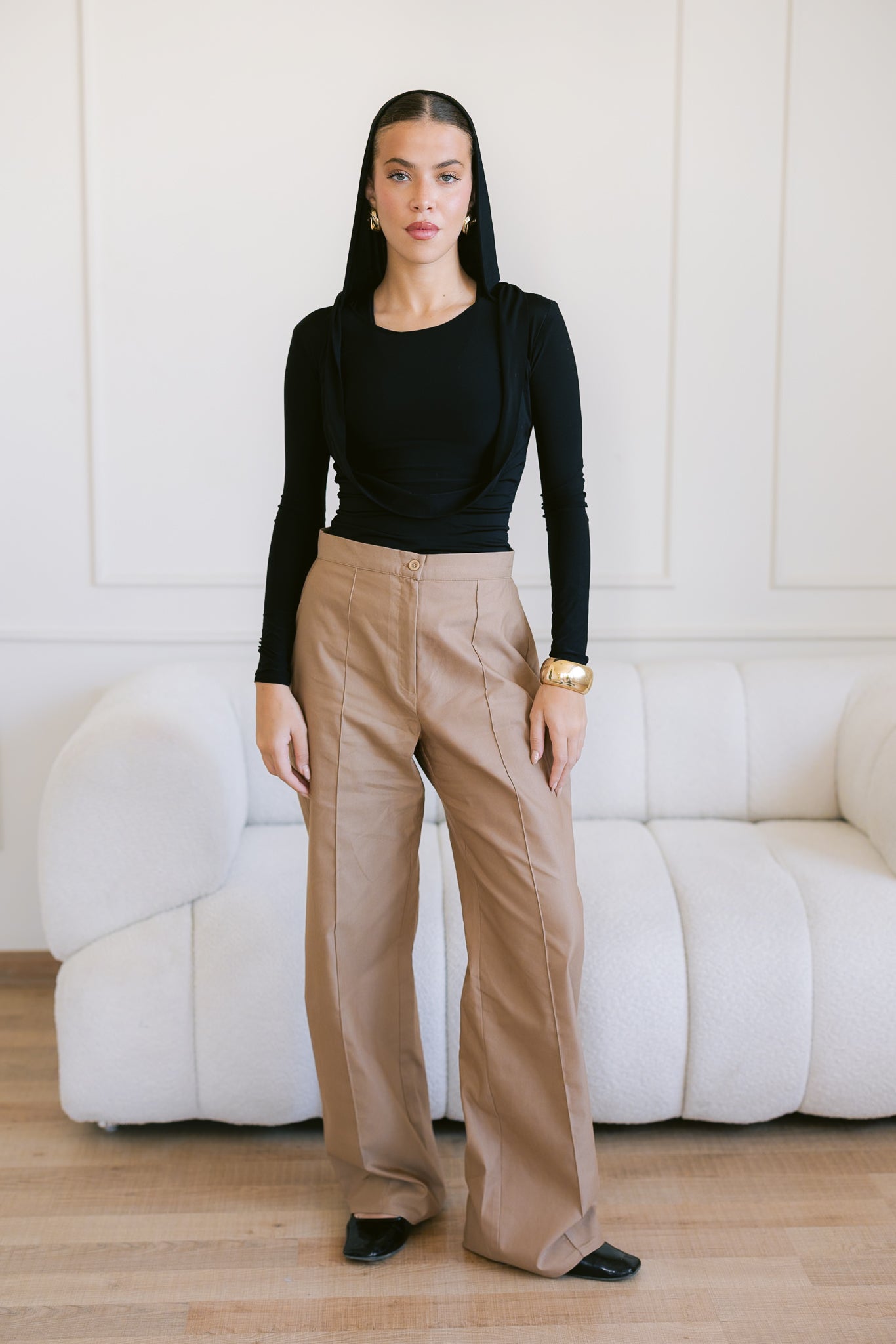 Skirt Layered Pants - Toffee