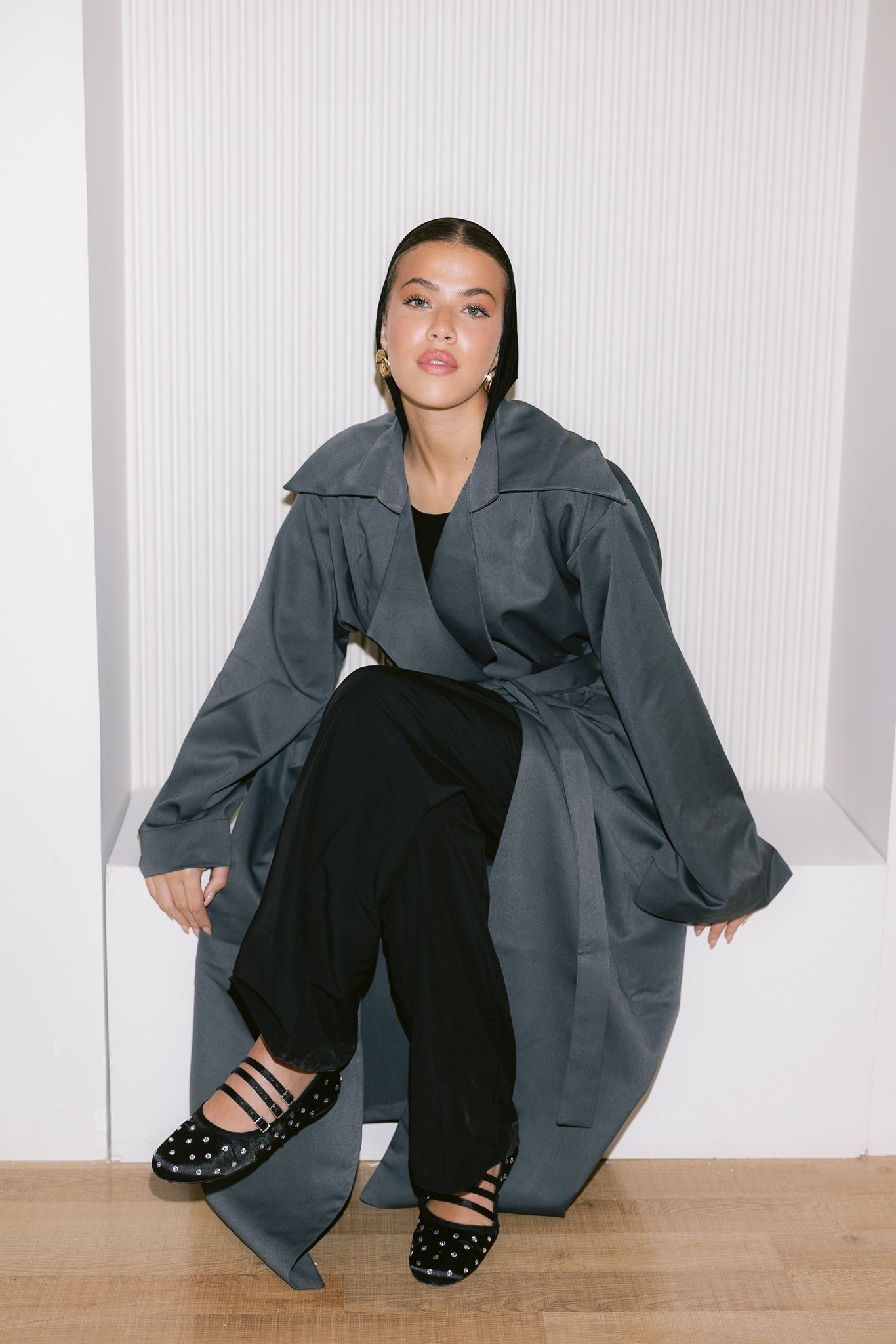 Flowing Trench Coat - Dark Gray