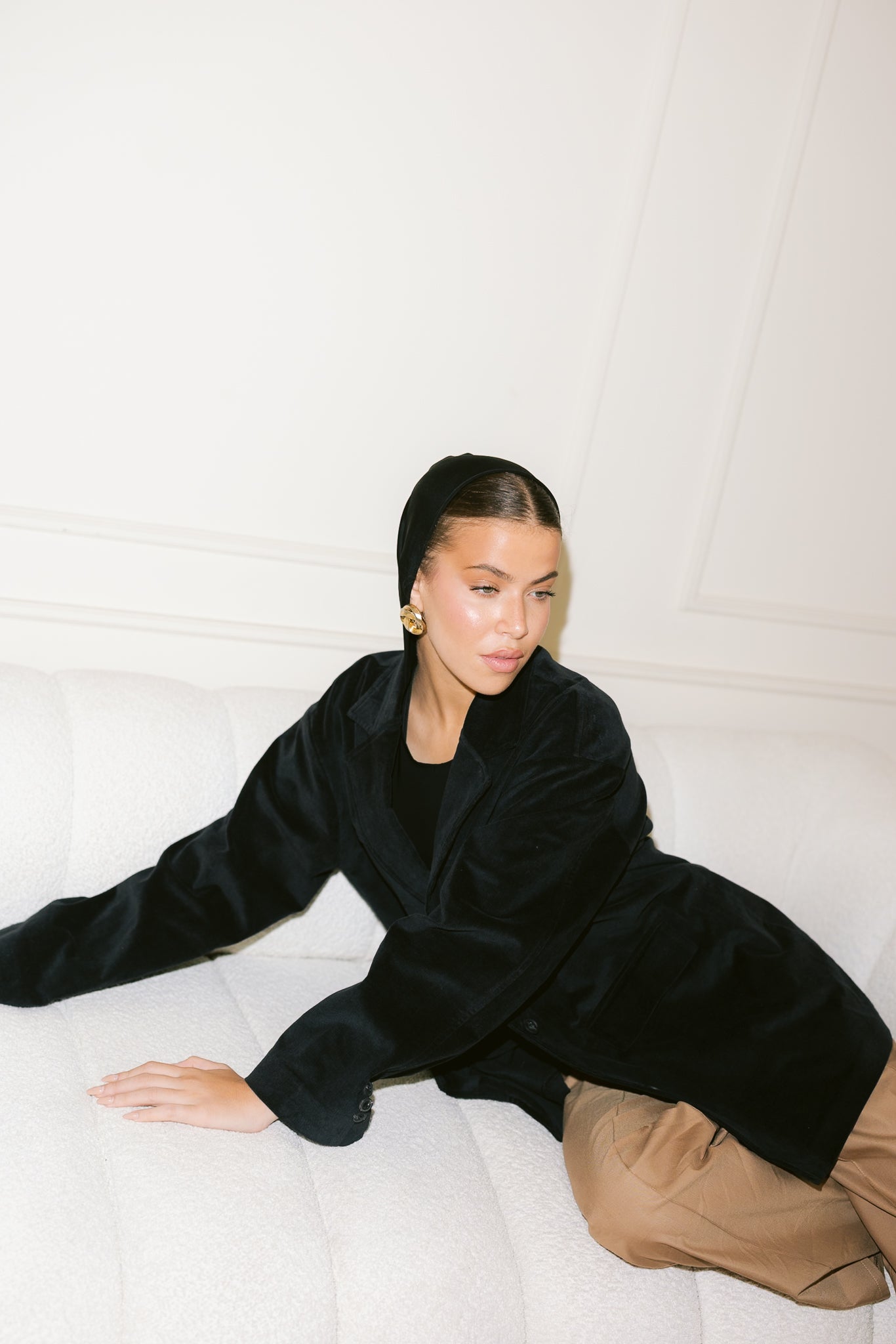 Oversized Suede Blazer - Black