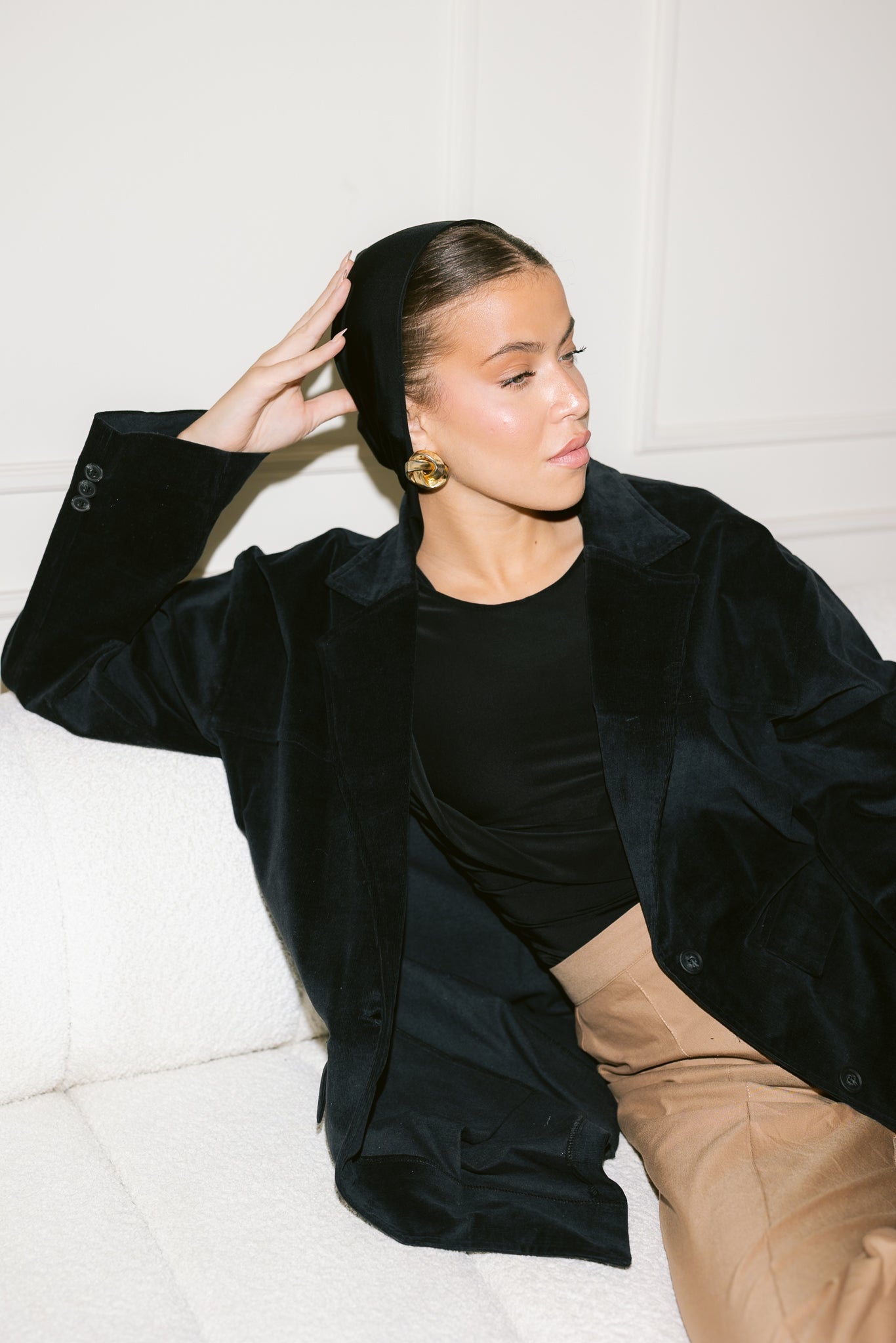 Oversized Suede Blazer - Black