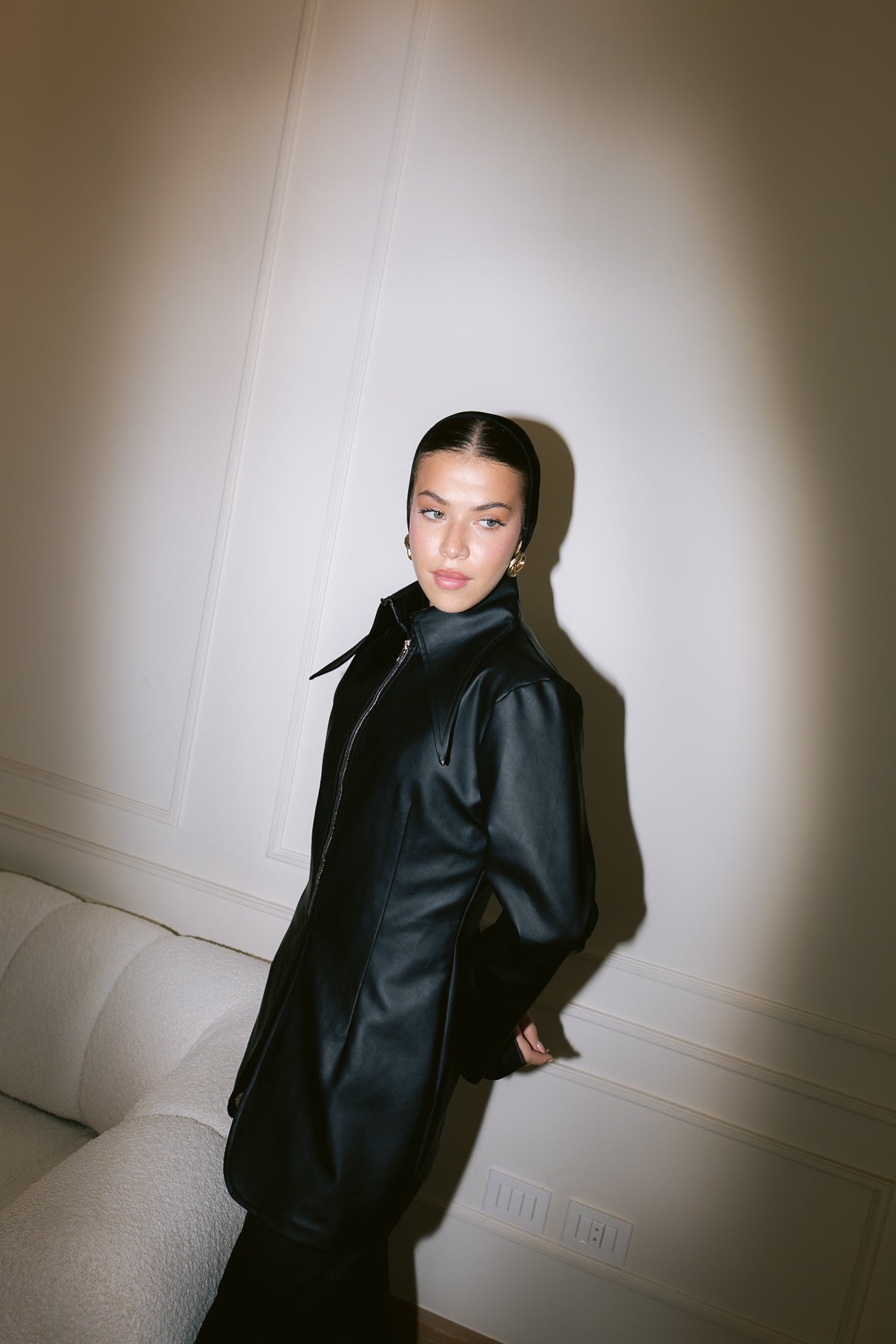 Fitted Leather Jacket - Black