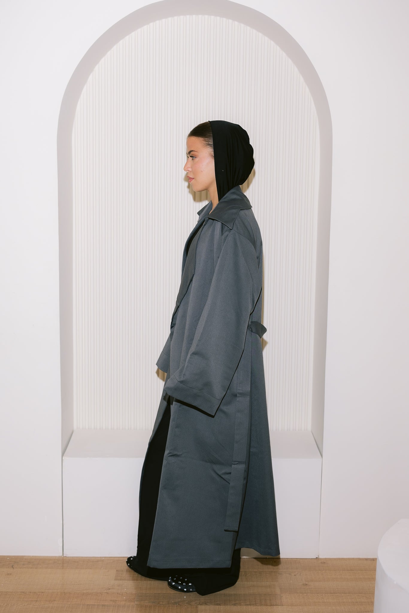 Flowing Trench Coat - Dark Gray