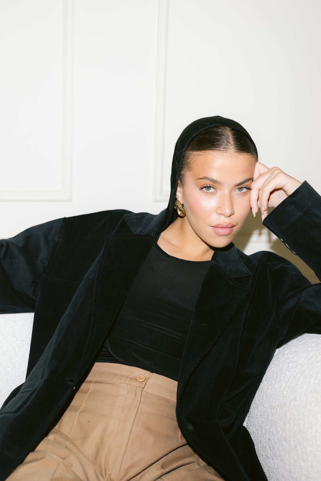 Oversized Suede Blazer - Black