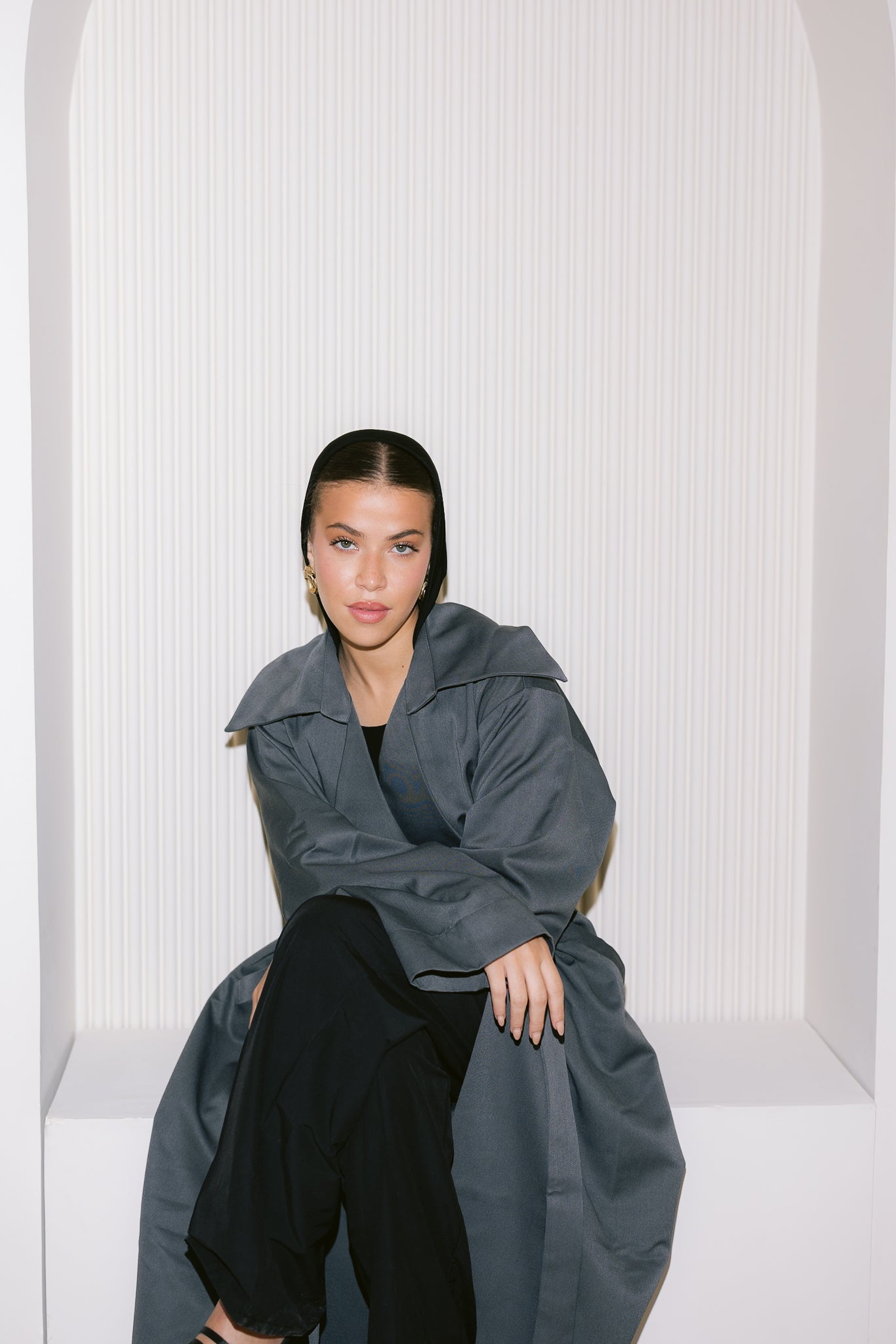 Flowing Trench Coat - Dark Gray