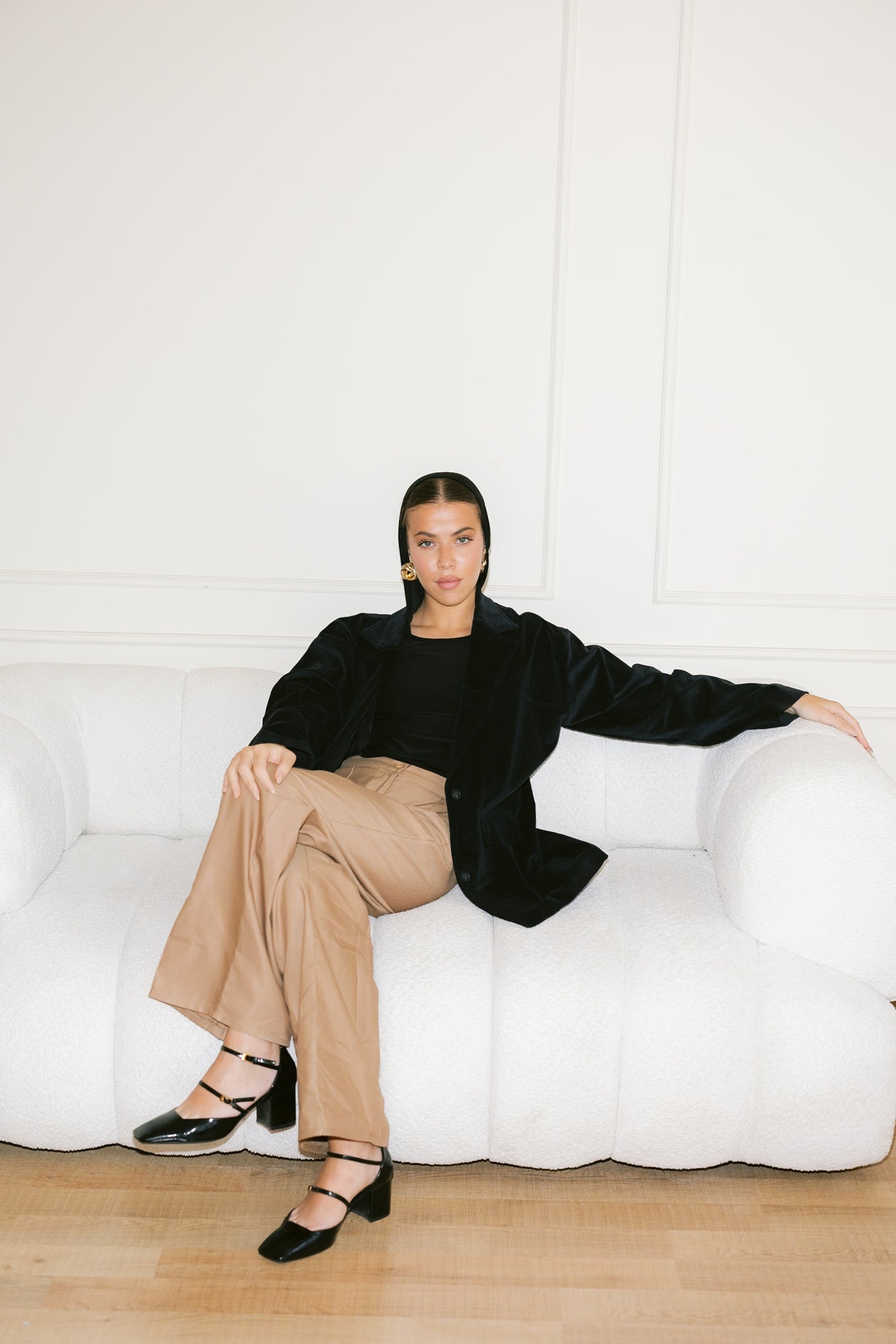 Oversized Suede Blazer - Black
