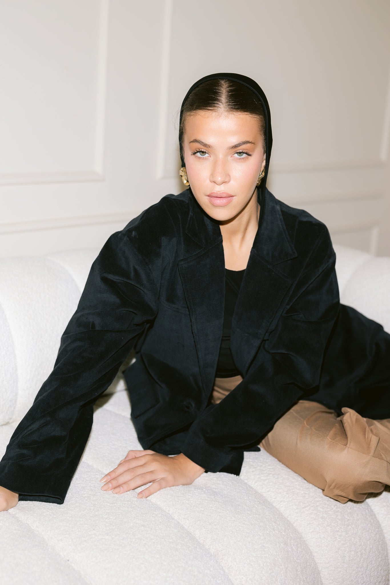 Oversized Suede Blazer - Black