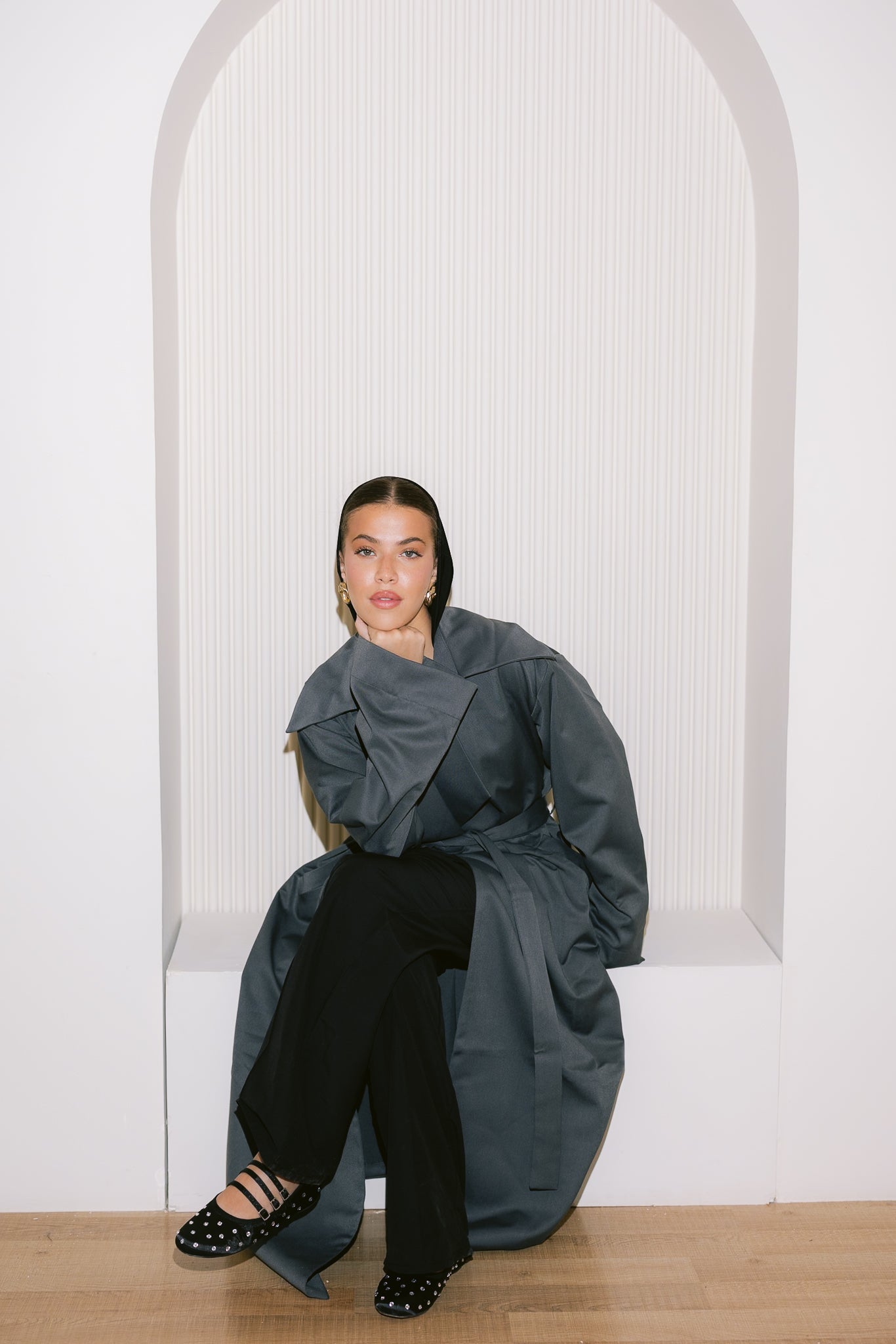 Flowing Trench Coat - Dark Gray