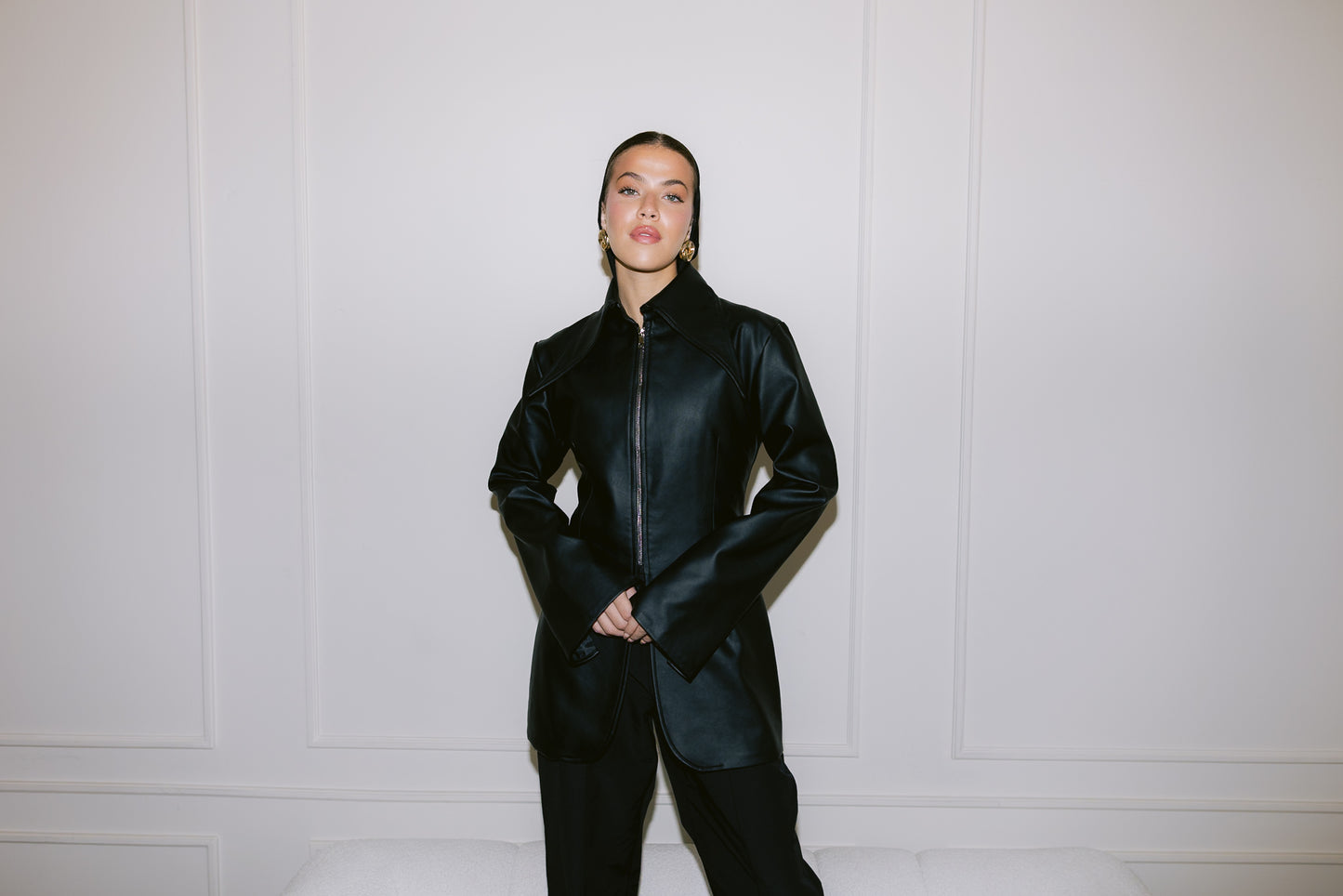 Fitted Leather Jacket - Black