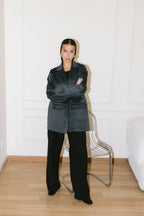 Oversized Suede Blazer - Gray