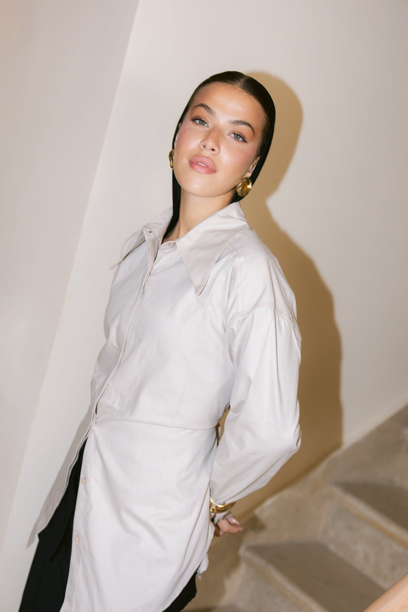 Dad Fitted Shirt - Beige