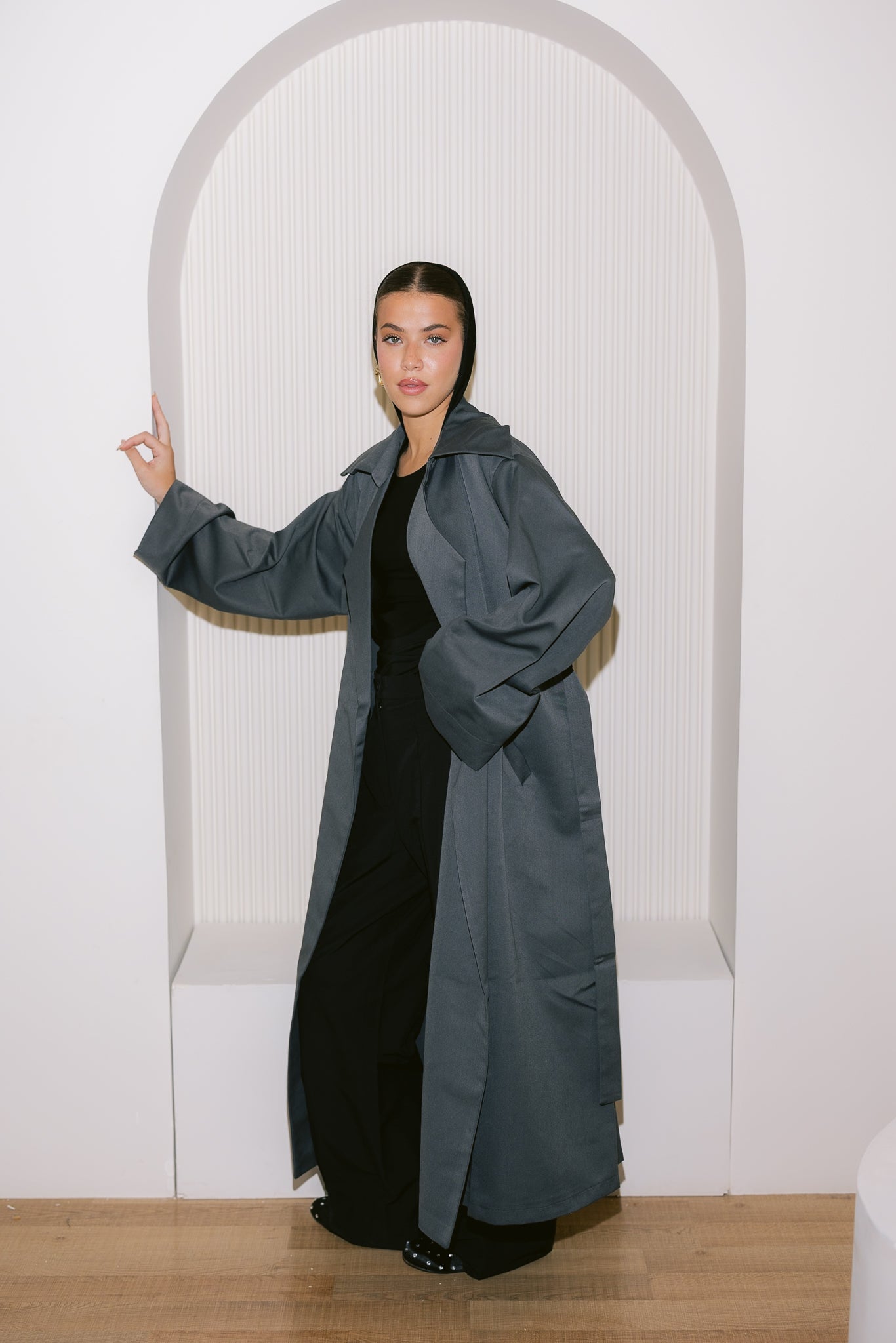 Flowing Trench Coat - Dark Gray