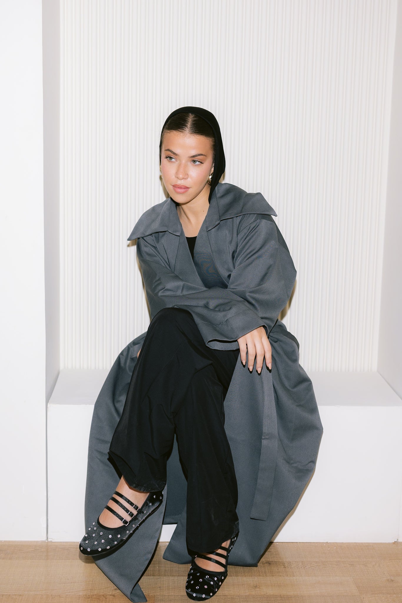 Flowing Trench Coat - Dark Gray