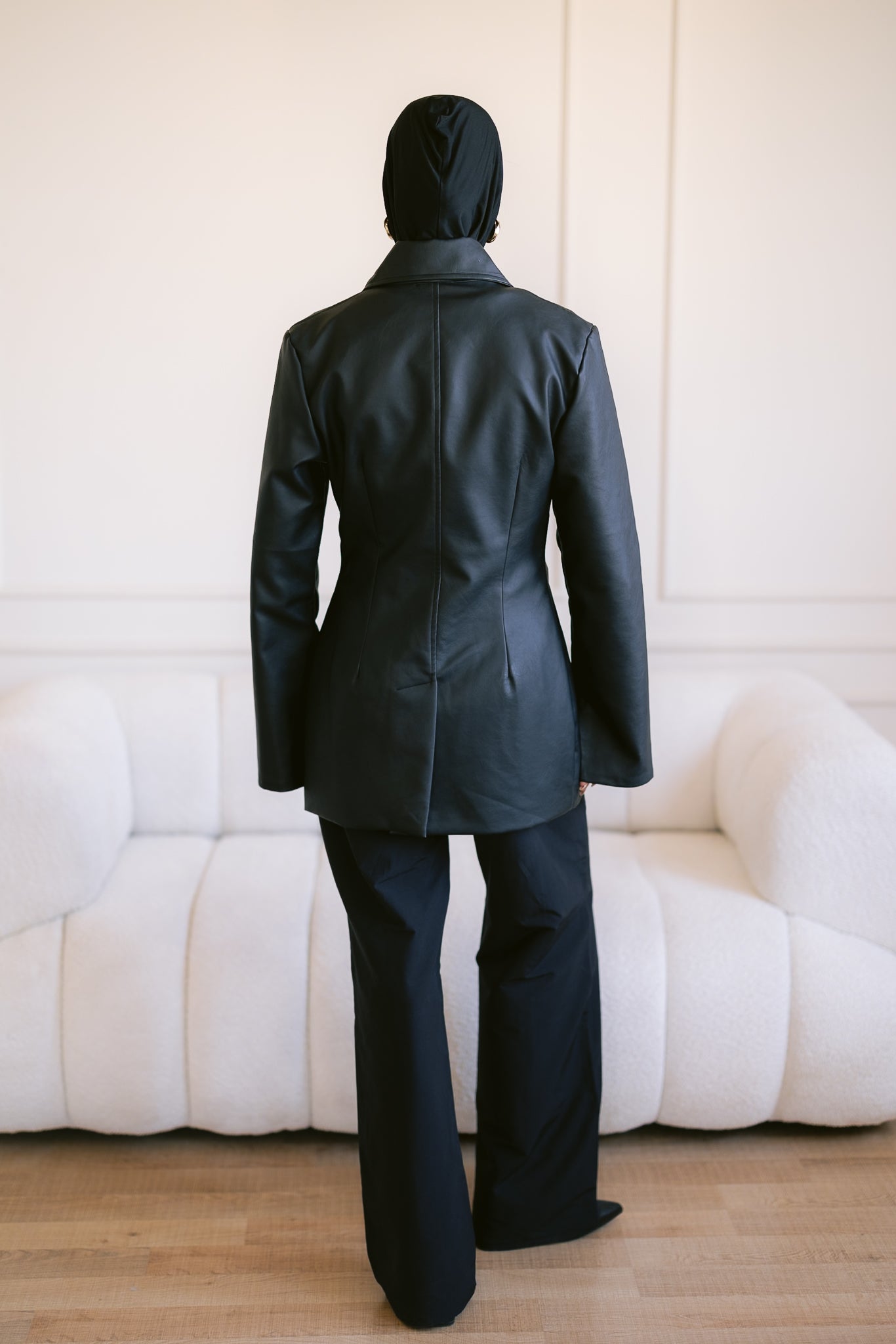Fitted Leather Jacket - Black