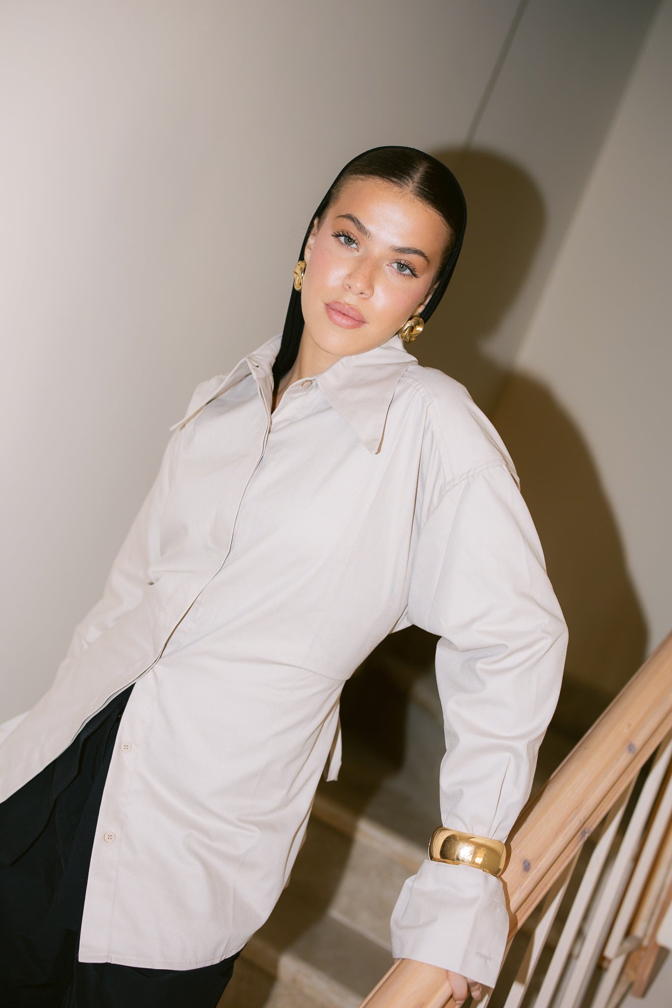Dad Fitted Shirt - Beige