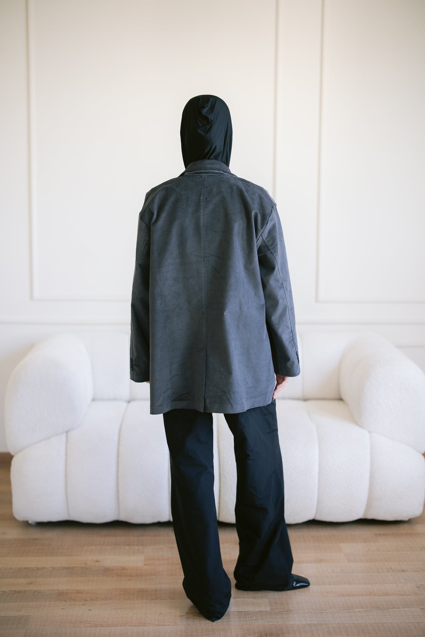 Oversized Suede Blazer - Gray