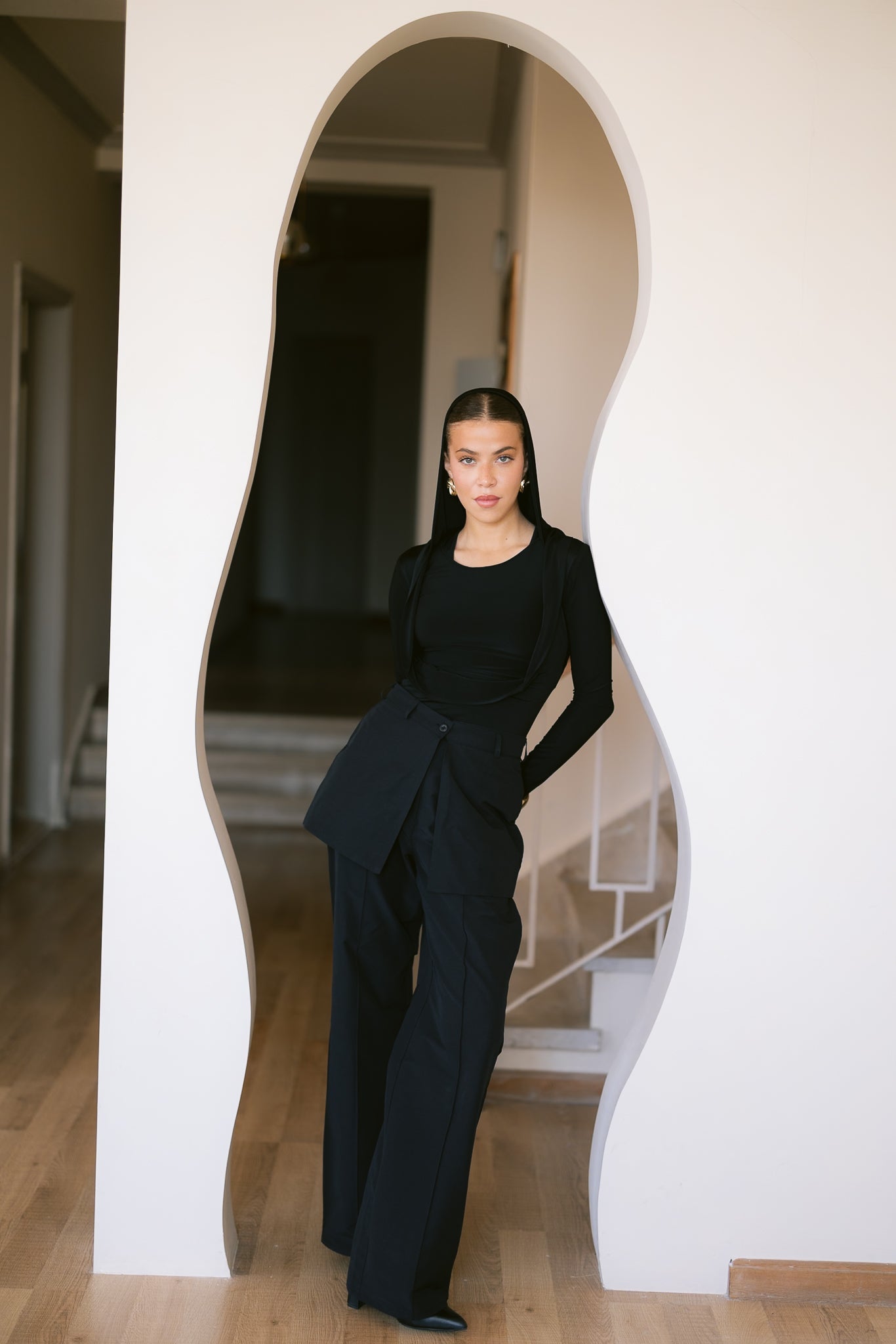 Skirt Layered Pants - Black
