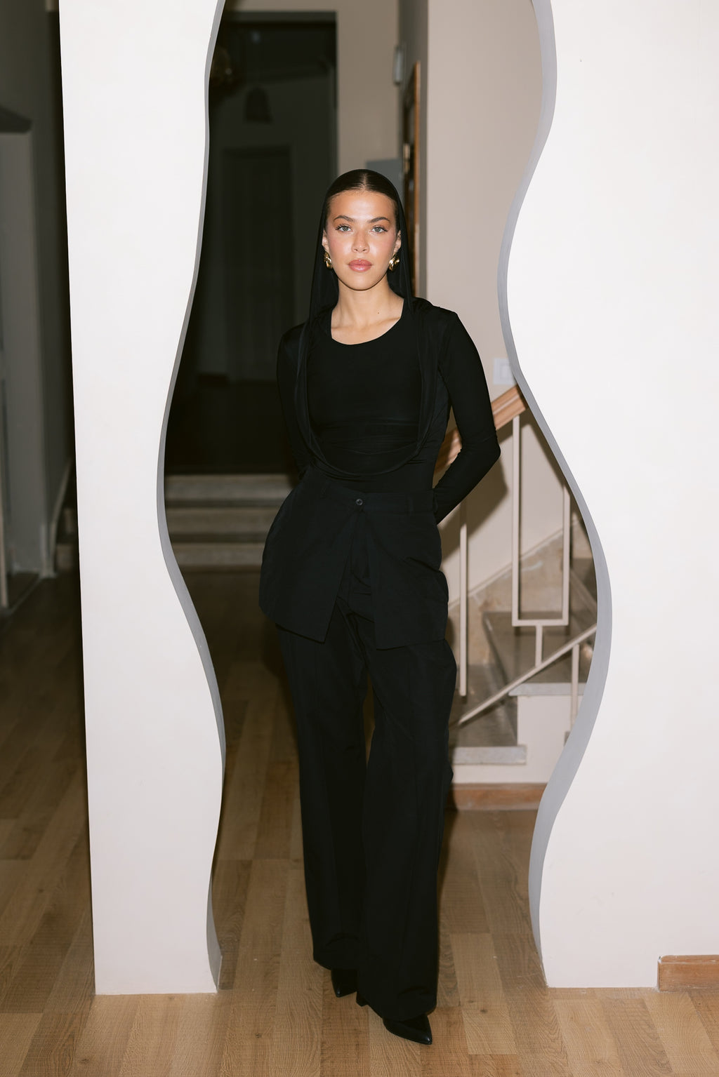 Skirt Layered Pants - Black