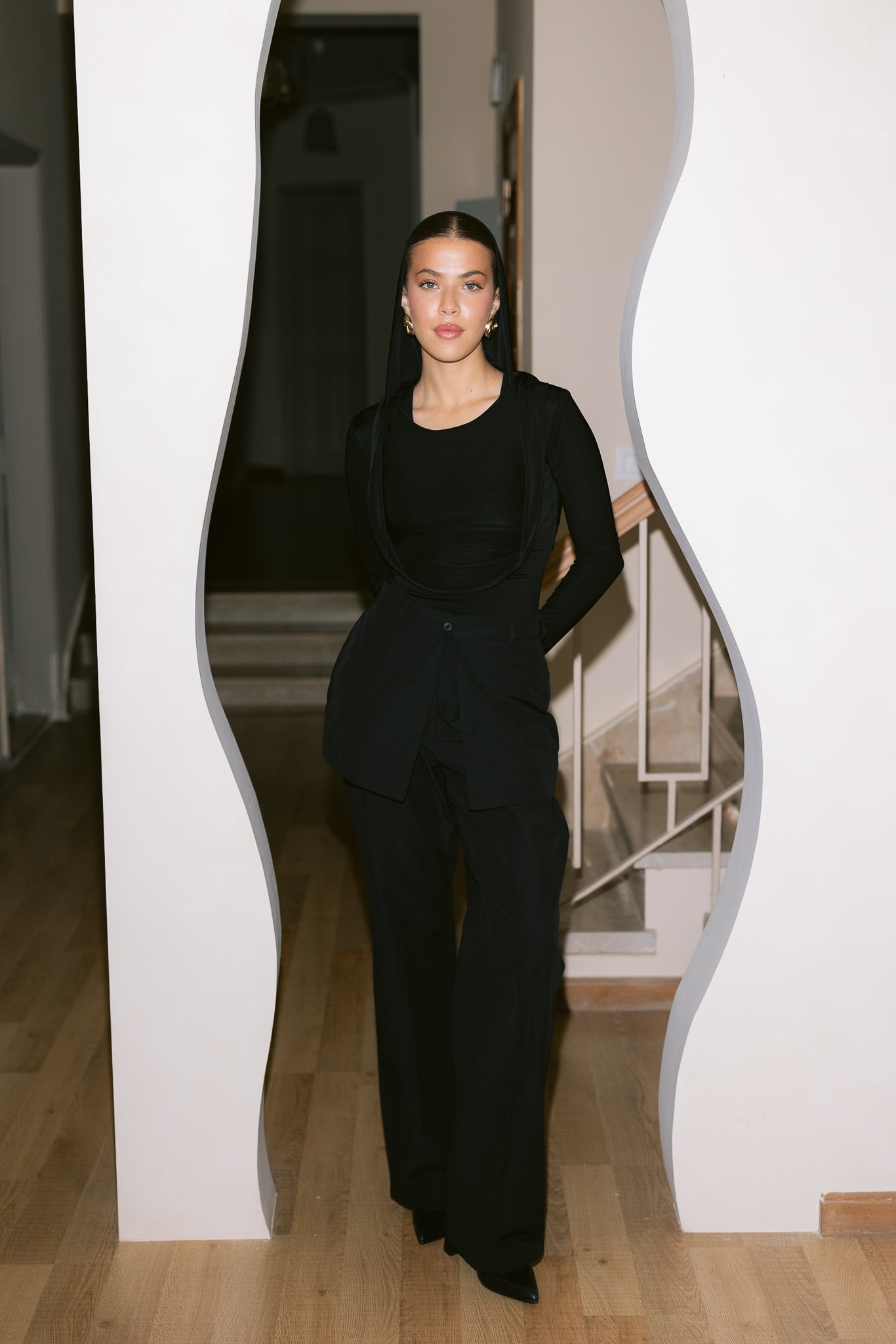 Skirt Layered Pants - Black