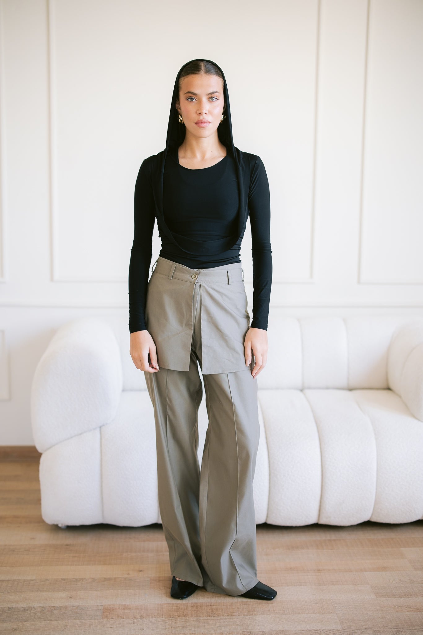 Skirt Layered Pants - Khaki