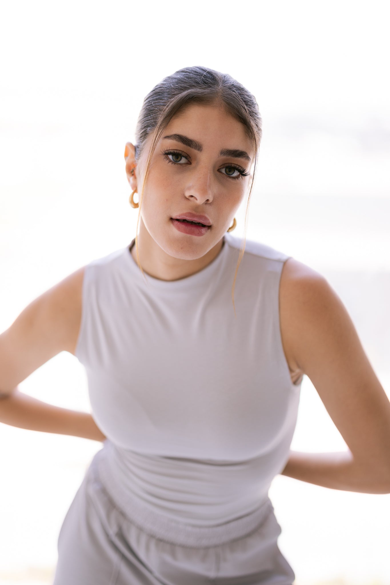 Mock Neck Top - Light Grey