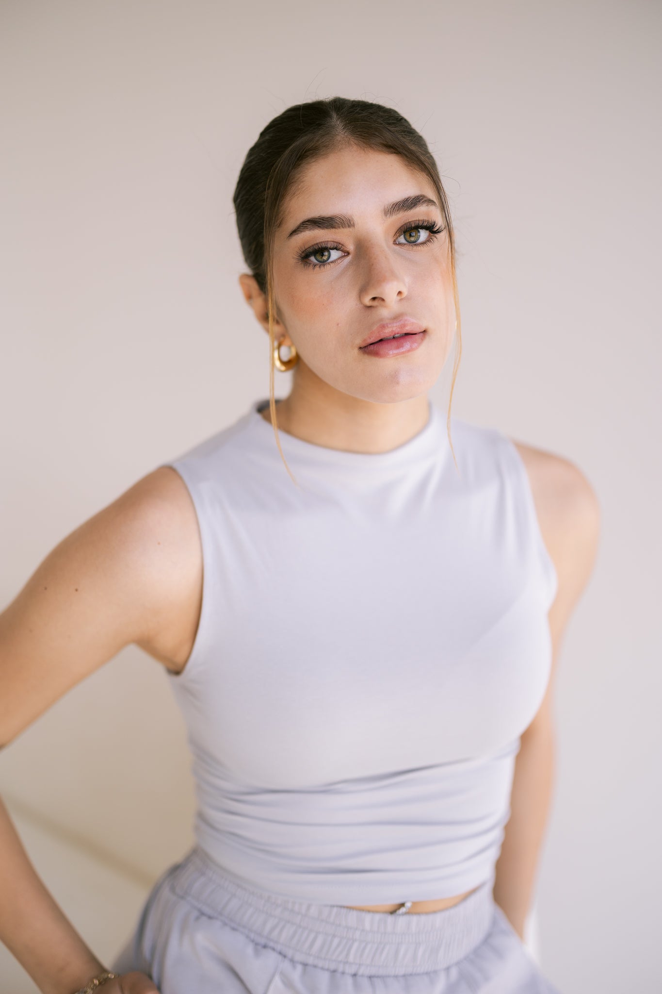 Mock Neck Top - Light Grey