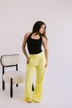 Flowing Linen Trousers - Yellow